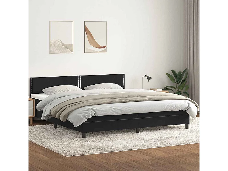 Cama box spring con colchón terciopelo negro 180x210 cm