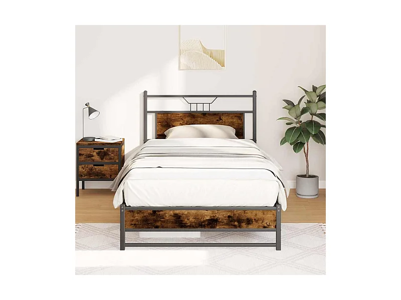 Cadre de lit sans matelas chêne fumé 100x190 cm bois ingénierie