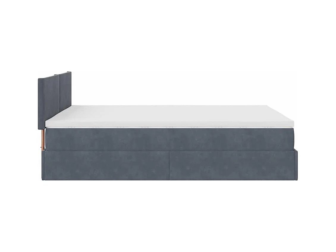 Cadre de lit ottoman avec matelas gris foncé 140x190 cm velours