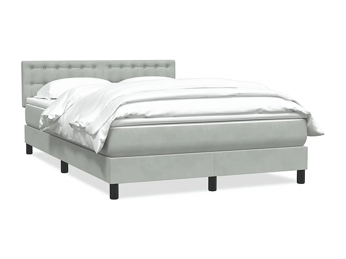Boxspring met matras fluweel lichtgrijs 140x210 cm