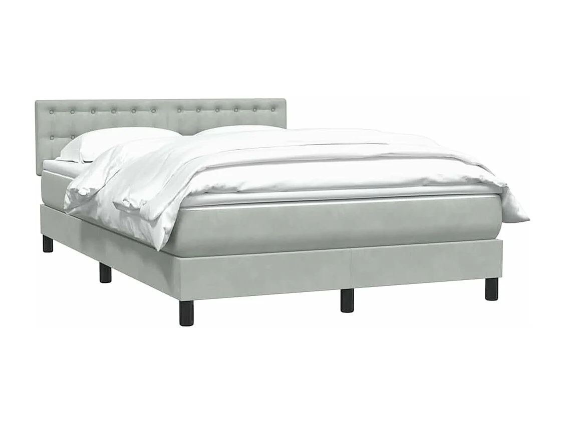 Boxspring met matras fluweel lichtgrijs 140x210 cm