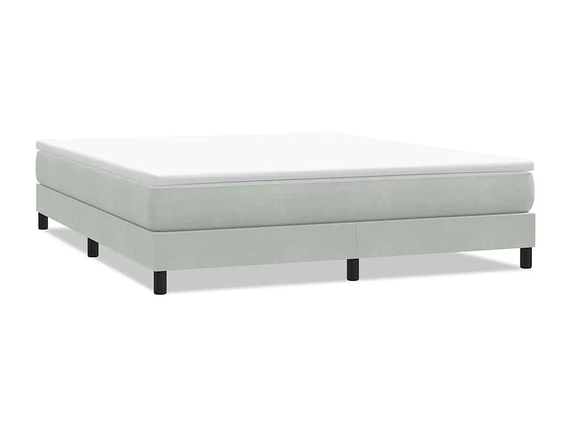 Cama box spring con colchón terciopelo gris claro 180x220 cm