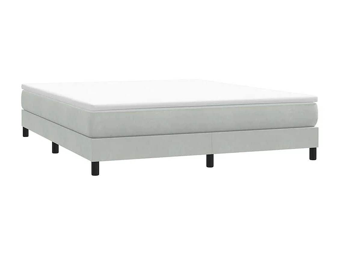Cama box spring con colchón terciopelo gris claro 180x220 cm