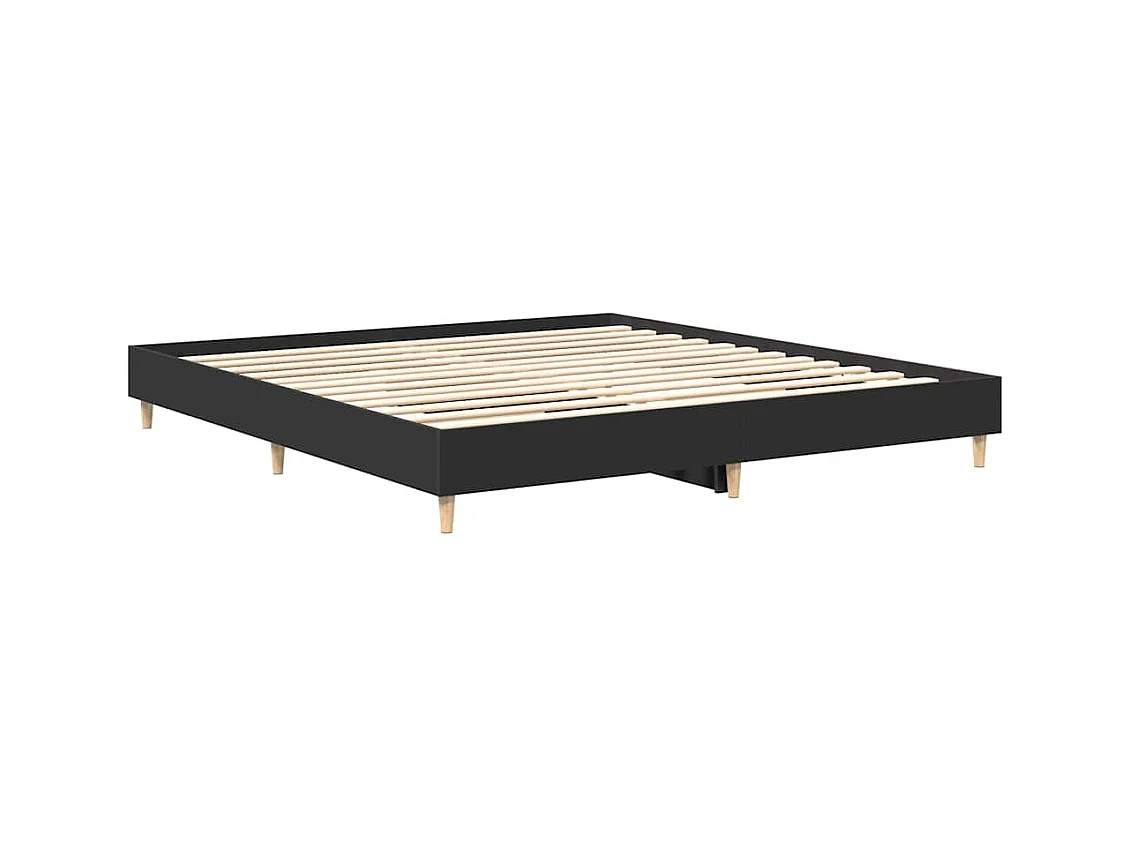 Cadre de lit sans matelas noir 200x200 cm bois d'ingénierie