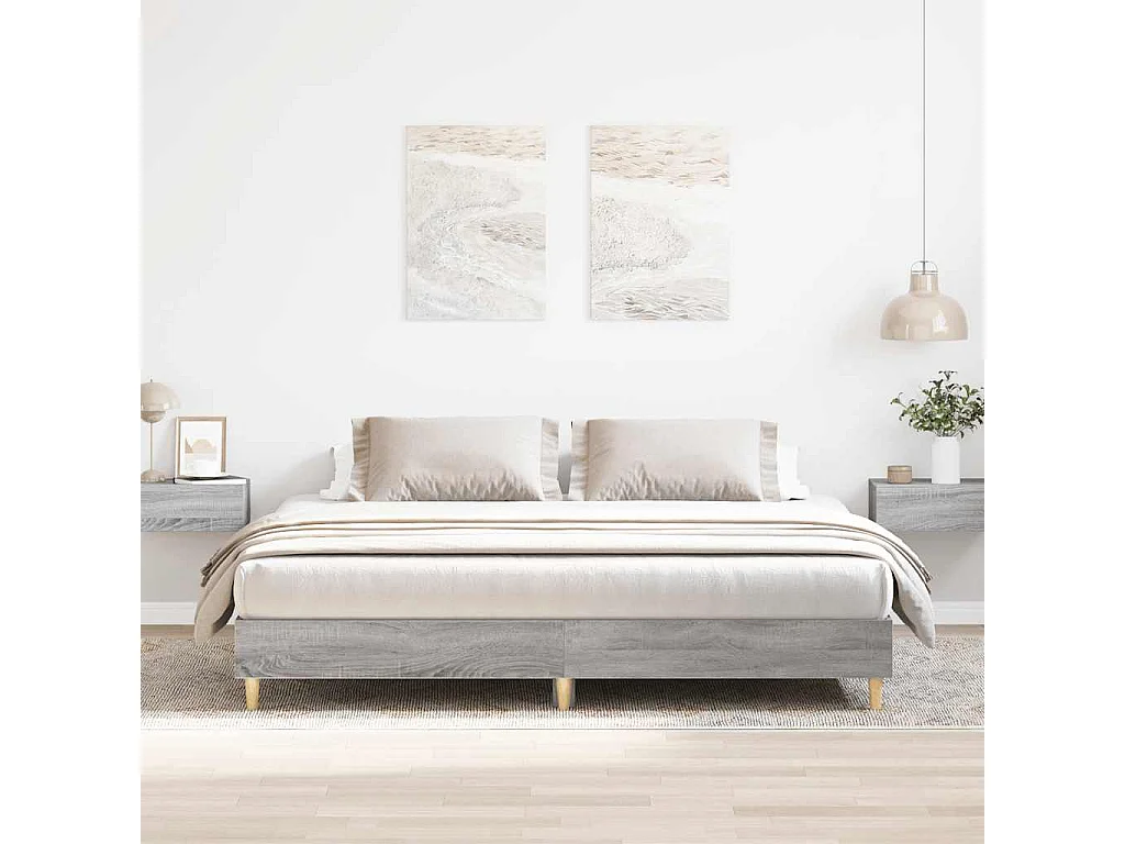 Cadre de lit sans matelas sonoma gris 160x200cm bois ingénierie