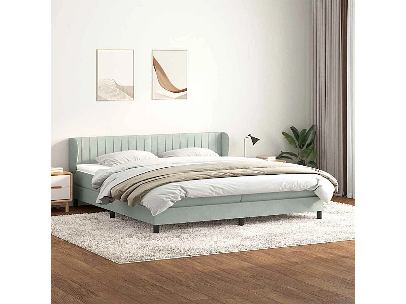 Cama com molas/colchões 180x210 cm veludo cinzento-claro