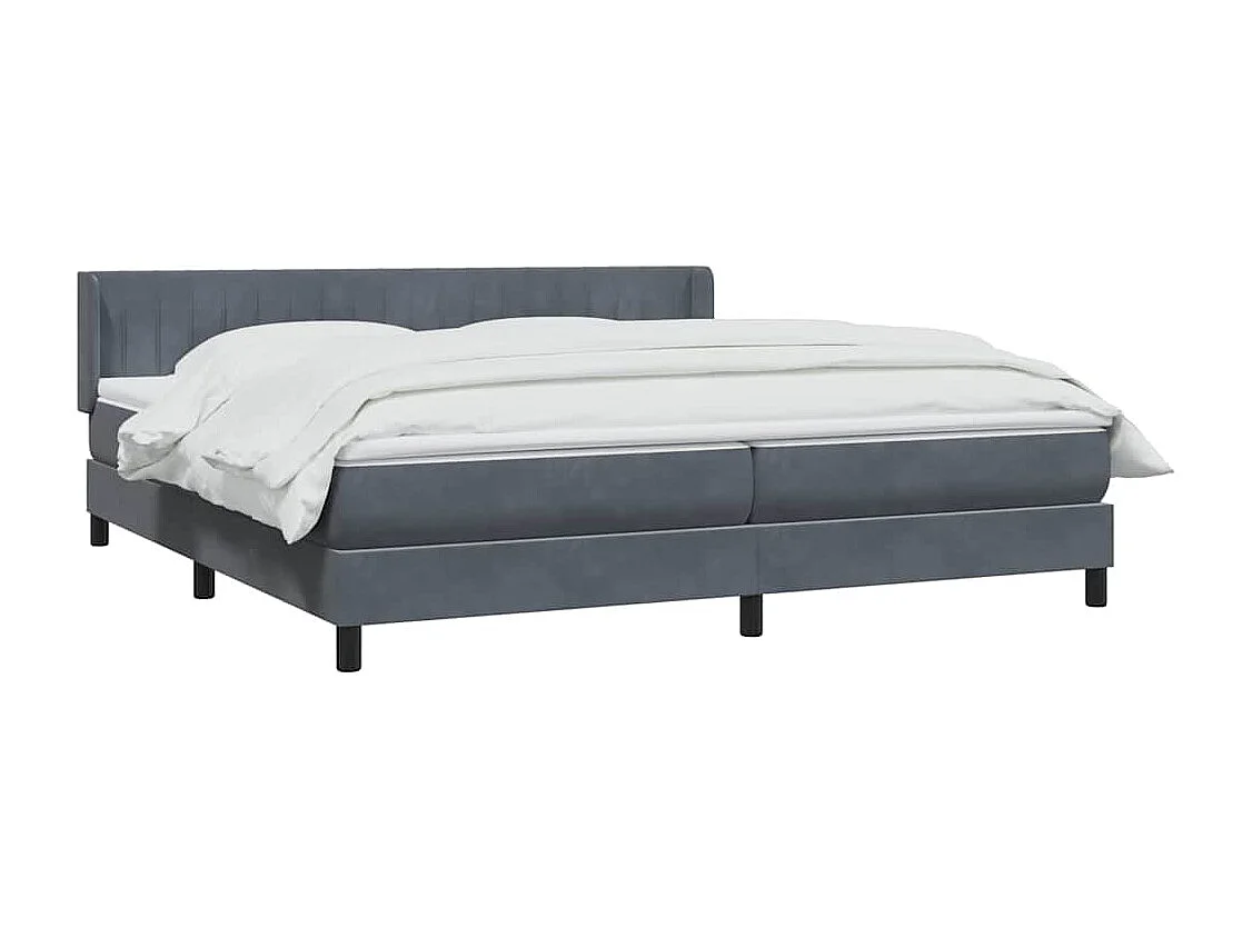 Cama box spring con colchón terciopelo gris oscuro 180x210 cm