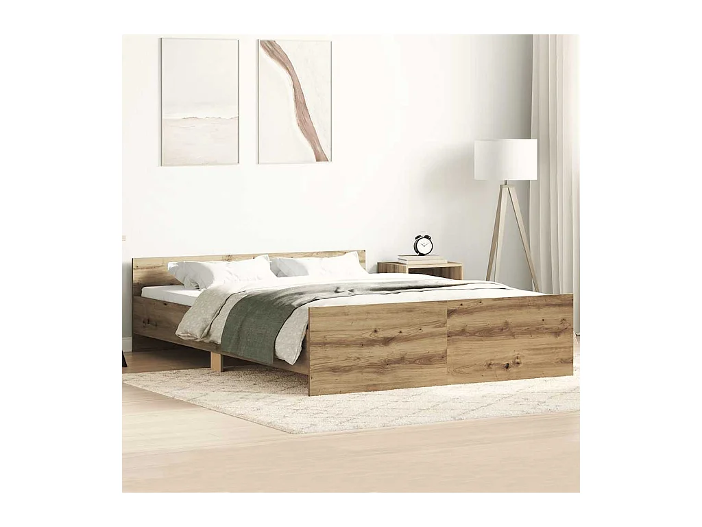 Cadre de lit sans matelas chêne artisanal 135x190 cm