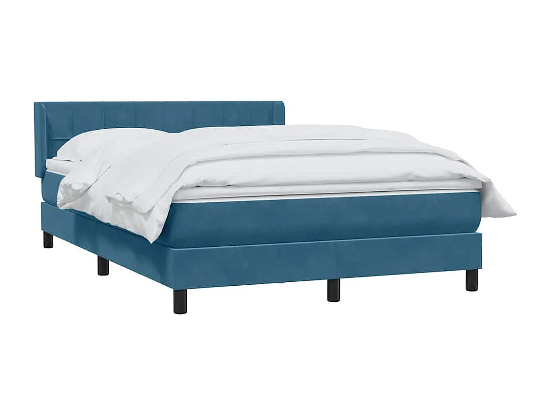 Cama box spring con colchón terciopelo azul oscuro 140x210 cm