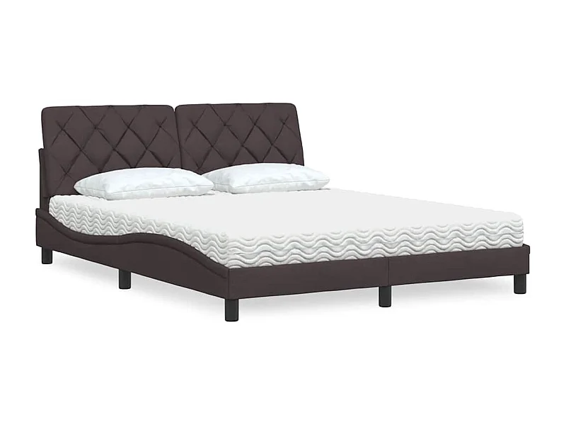 Lit avec matelas marron foncé 160x200 cm tissu