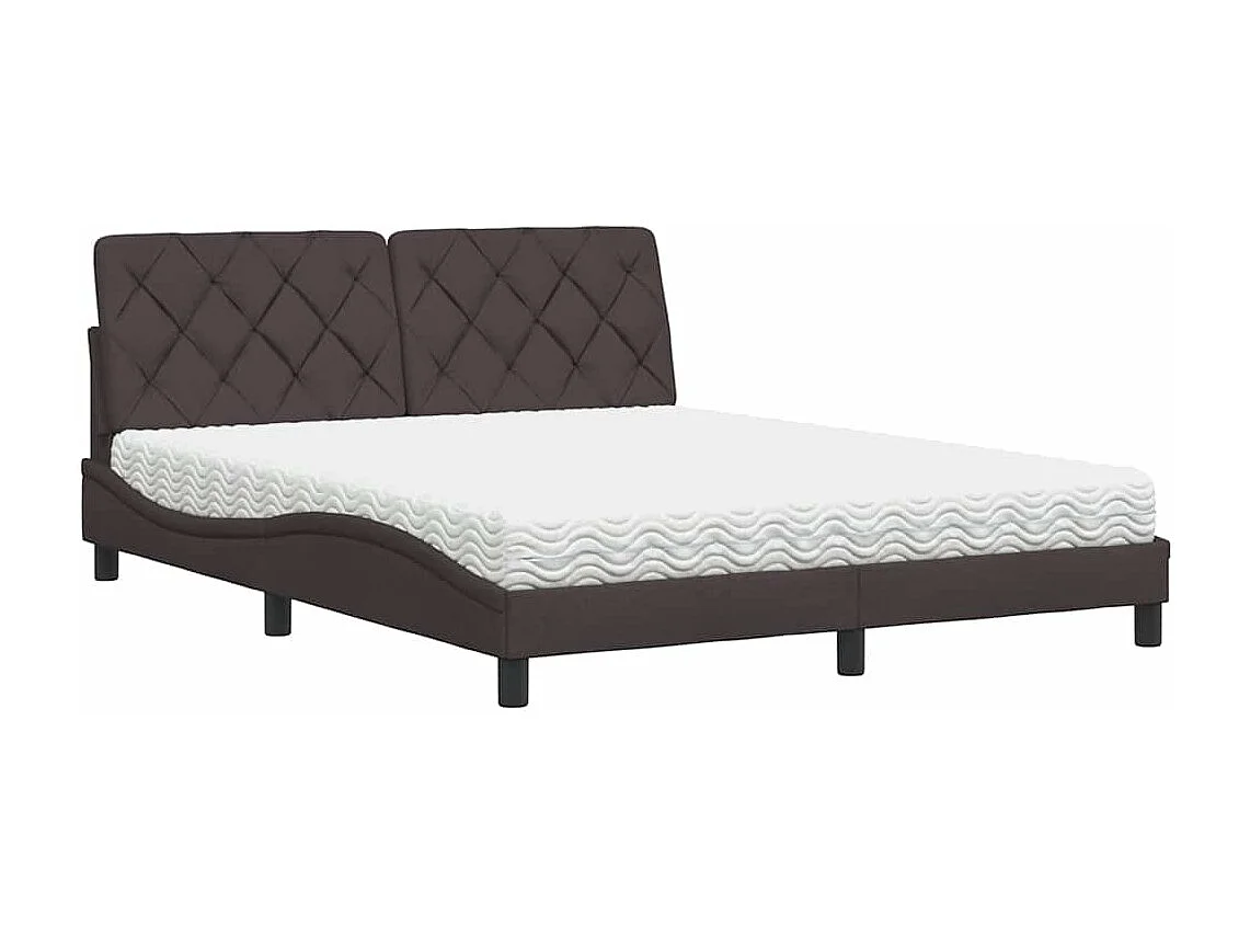 Lit avec matelas marron foncé 160x200 cm tissu