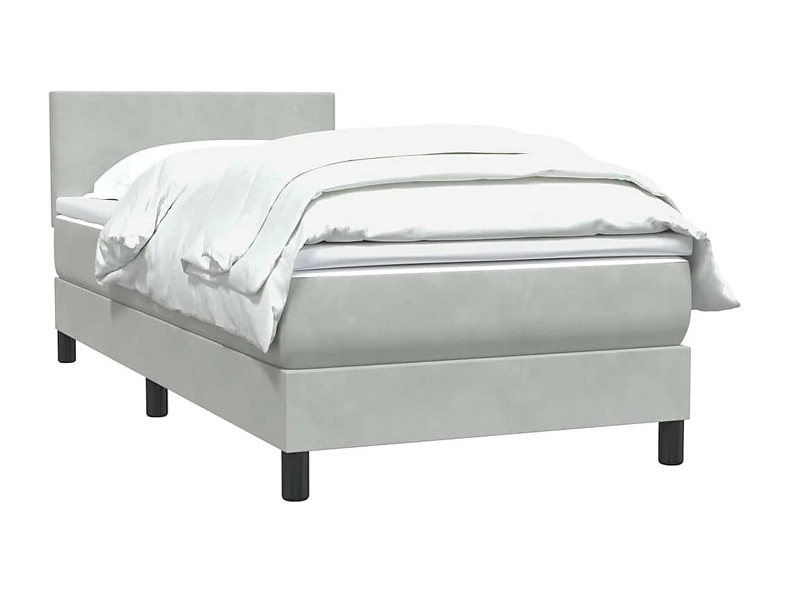 Sommier à lattes de lit et matelas gris clair 80x210 cm velours