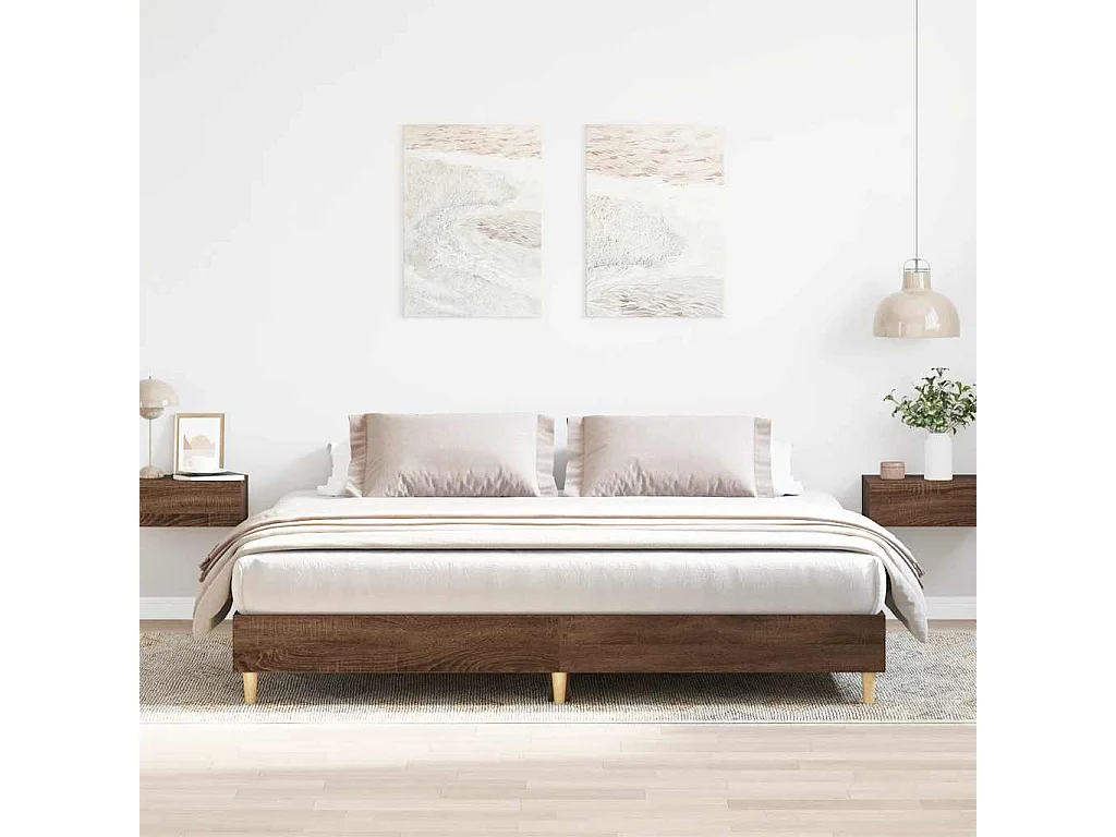 Bedframe zonder matras bewerkt hout bruin eikenkleur 160x200 cm
