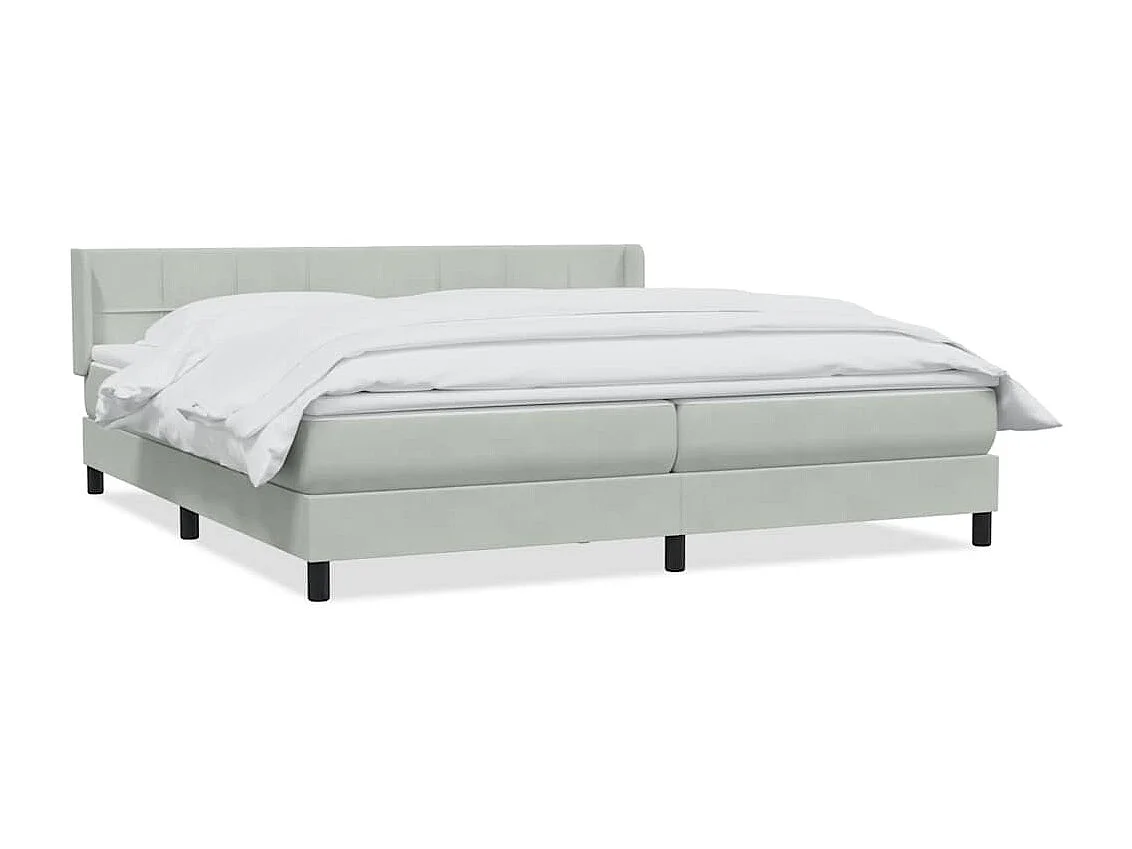 Cama com molas/colchão 180x210 cm veludo cinzento-claro