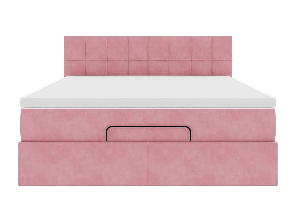 Cadre de lit ottoman avec matelas rose 140x190 cm velours