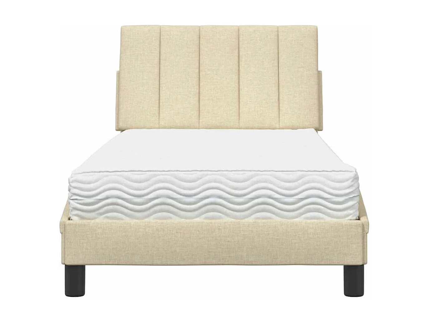 Bed met matras "Hanko" stof crèmekleurig 90x200 cm