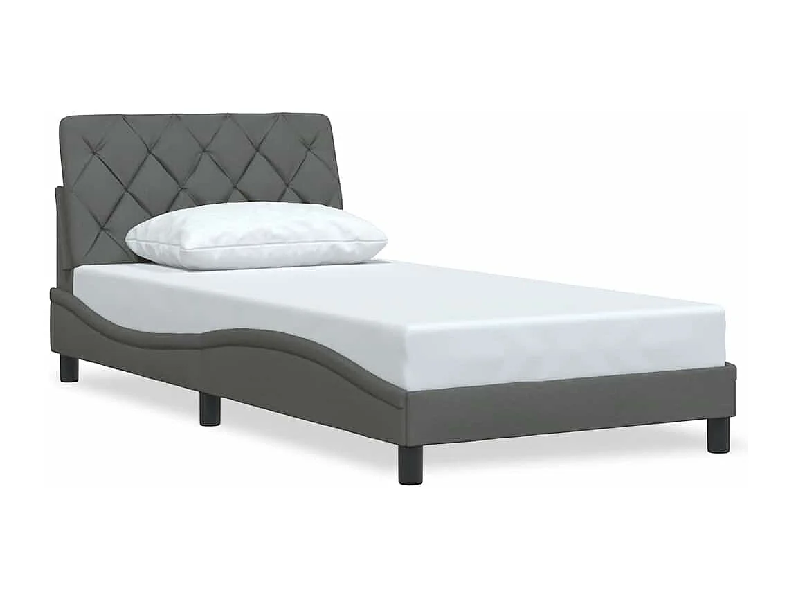 Estructura de cama sin colchón tela gris oscuro 90x200 cm