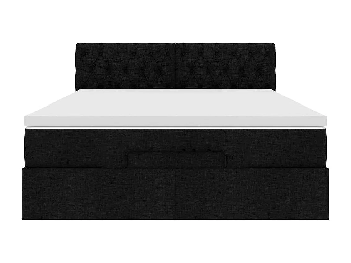 Cadre de lit ottoman avec matelas noir 140x190 cm tissu
