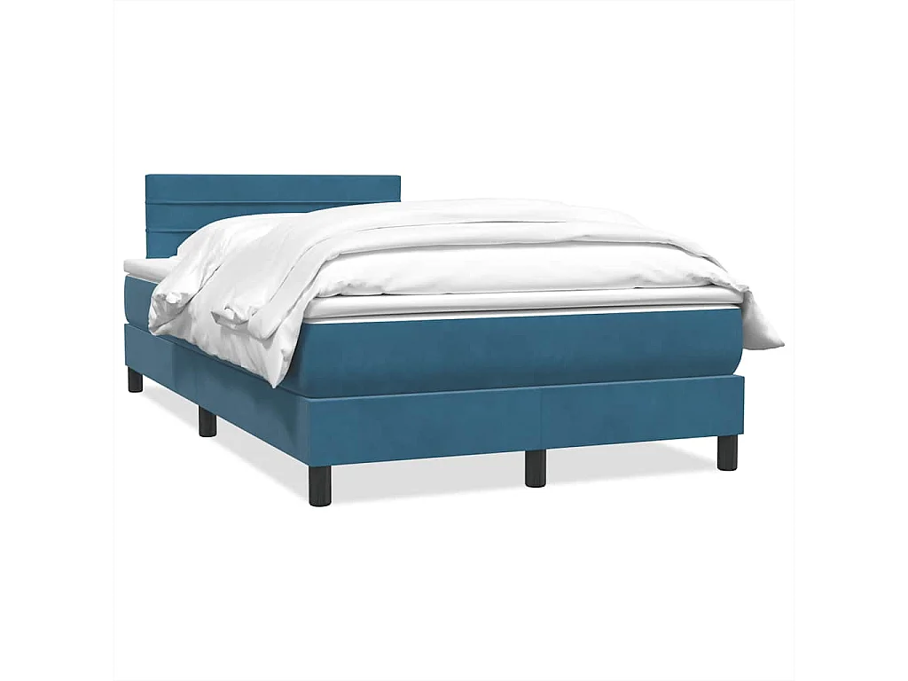 Cama com molas/colchão 120x210 cm veludo azul-escuro