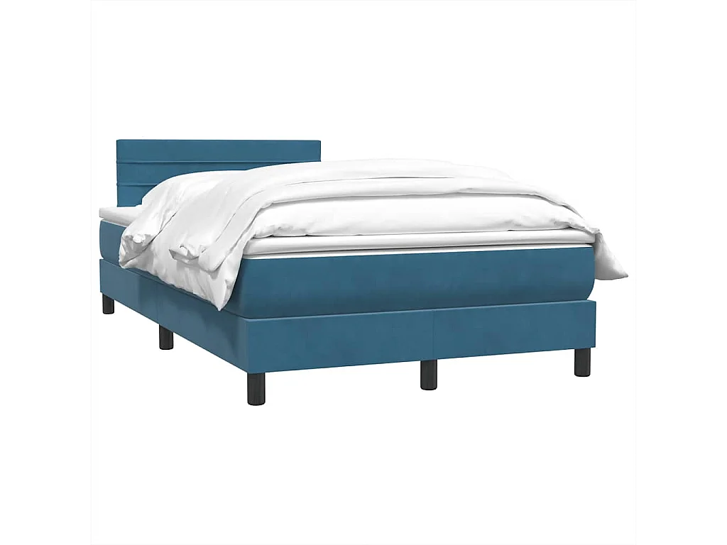 Cama com molas/colchão 120x210 cm veludo azul-escuro