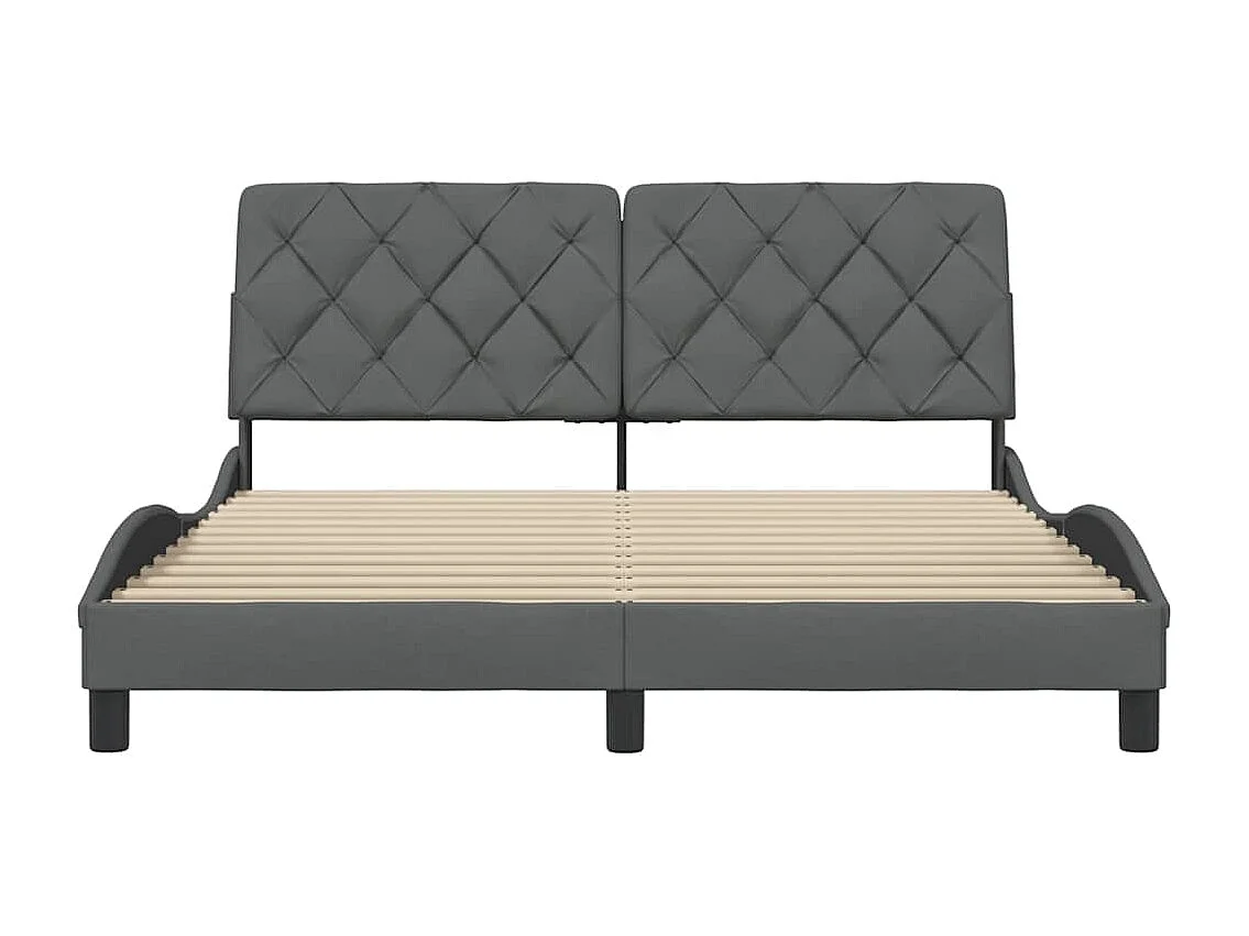 Cadre de lit sans matelas gris foncé 160x200 cm tissu