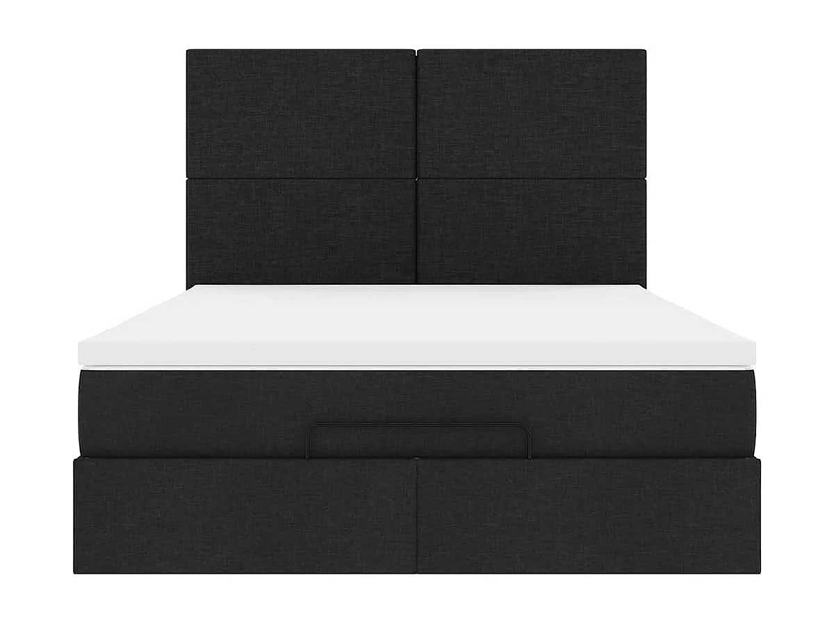 Estrutura de cama otomana com colchão 140x190 cm tecido preto
