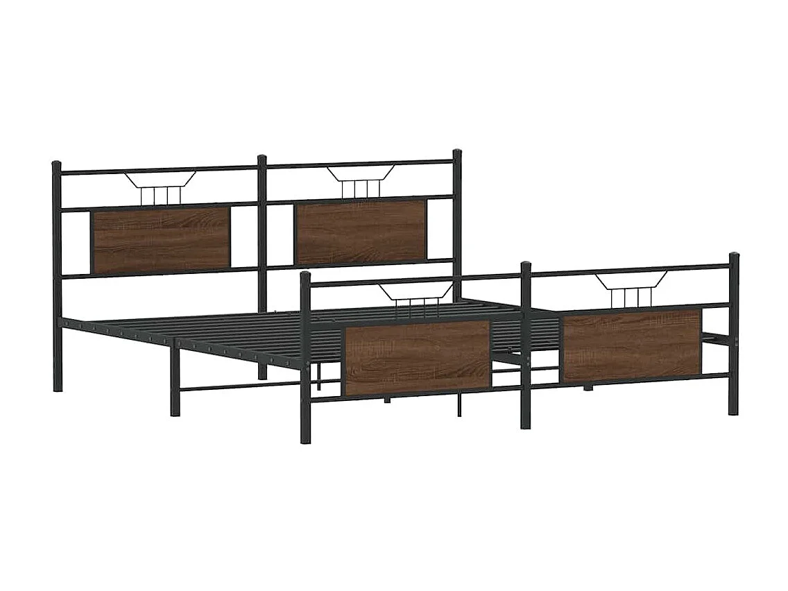 Estrutura cama sem colchão 160x200 cm metal carvalho castanho