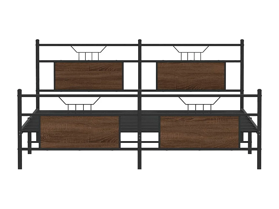 Estrutura cama sem colchão 160x200 cm metal carvalho castanho