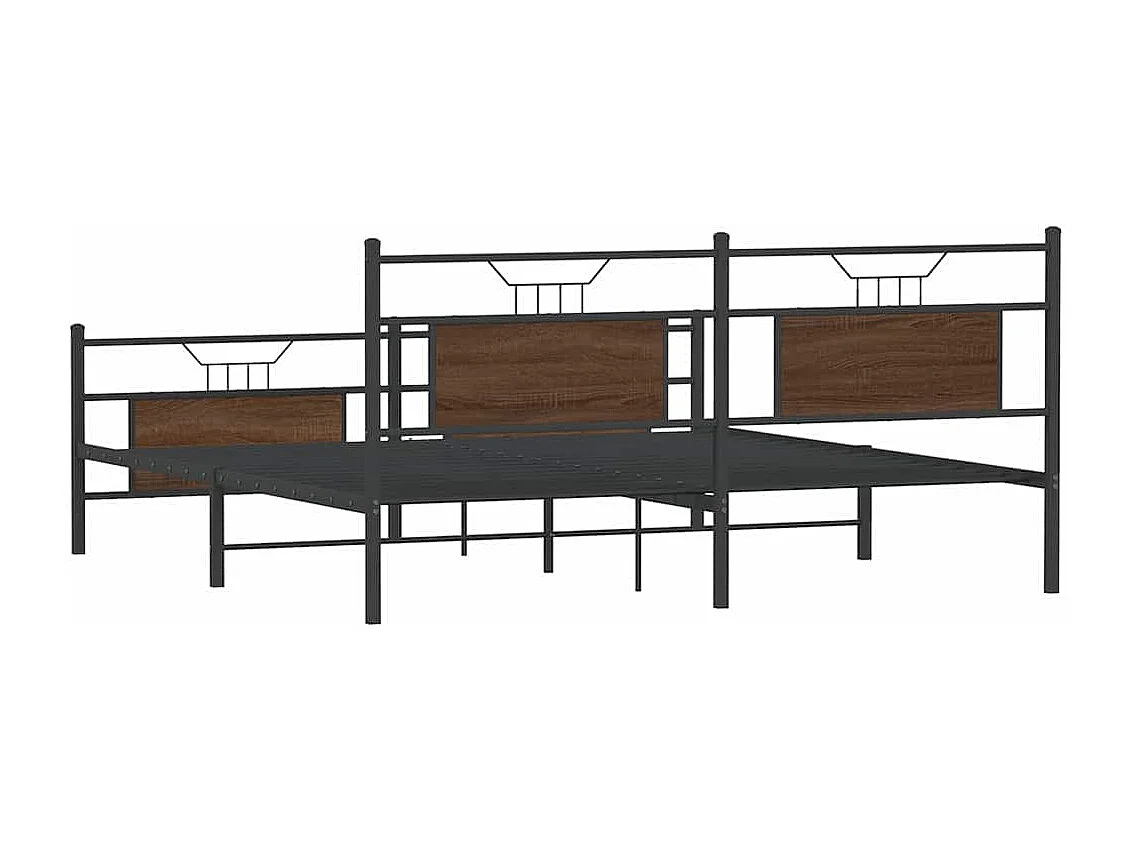 Estrutura cama sem colchão 160x200 cm metal carvalho castanho