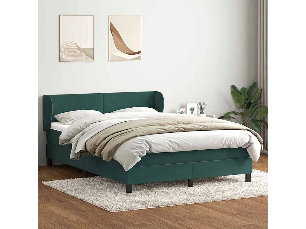 Sommier à lattes de lit et matelas vert foncé 160x210cm velours