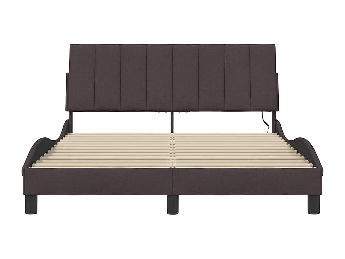 Estructura de cama sin colchón tela marrón oscuro 120x200 cm