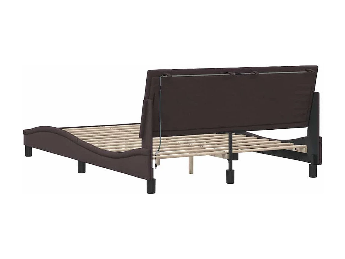 Estructura de cama sin colchón tela marrón oscuro 120x200 cm