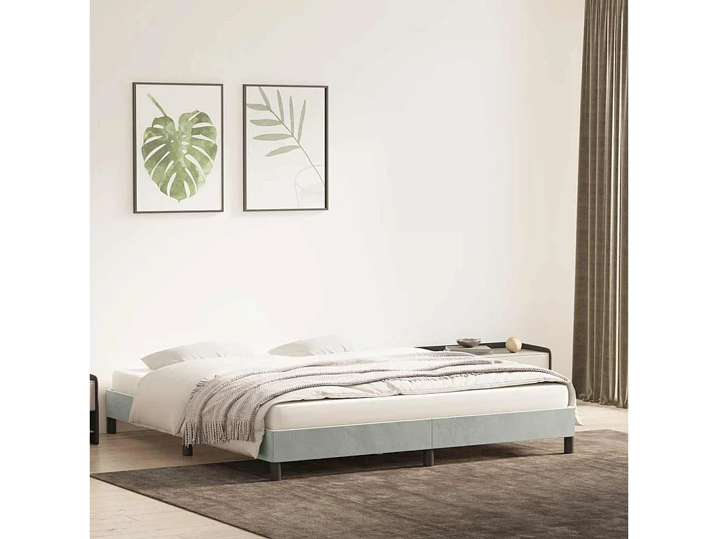 Cadre de lit sans matelas gris clair 200x210 cm velours