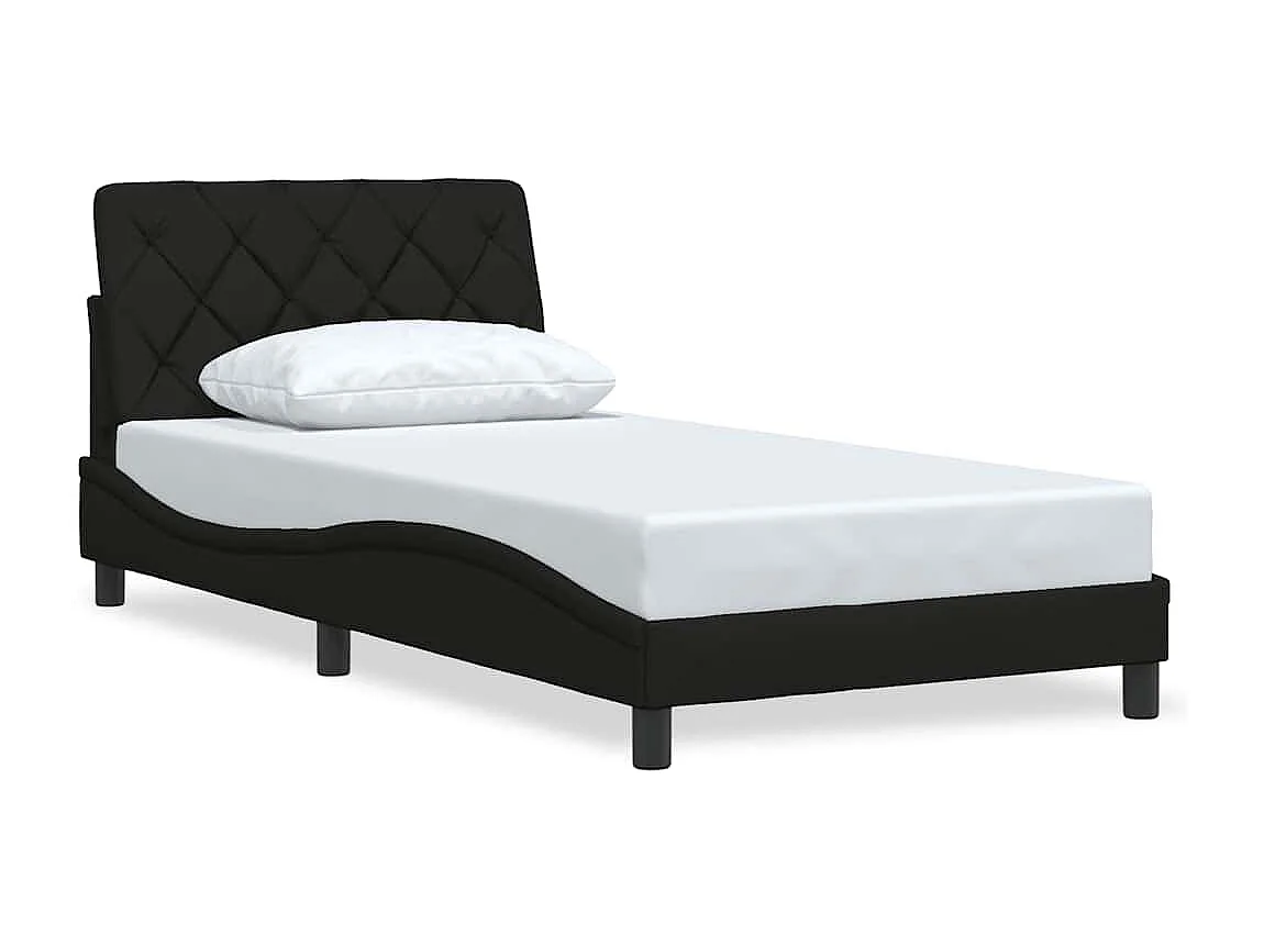 Cadre de lit sans matelas noir 100x200 cm tissu