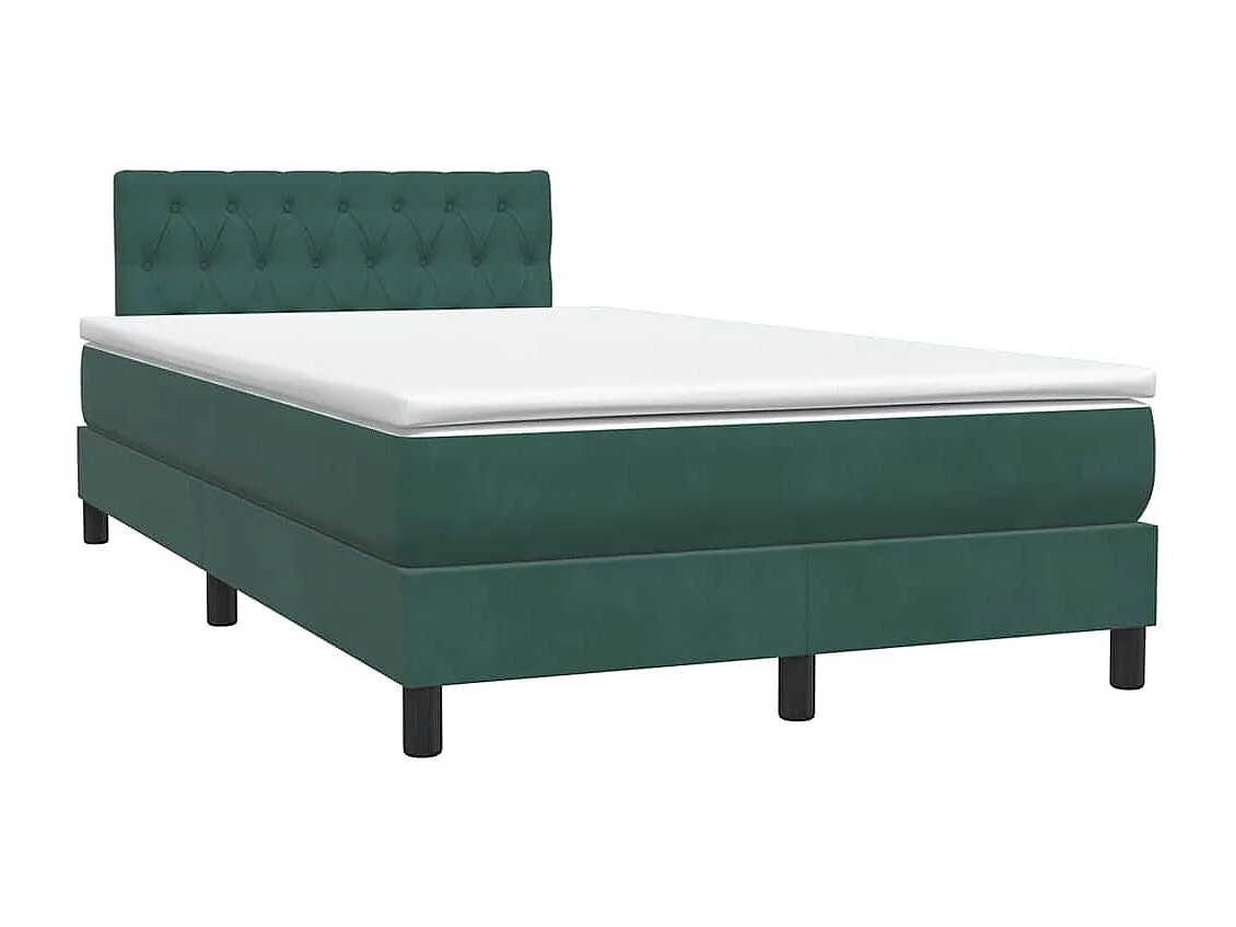 Cama box spring con colchón terciopelo verde oscuro 120x220 cm