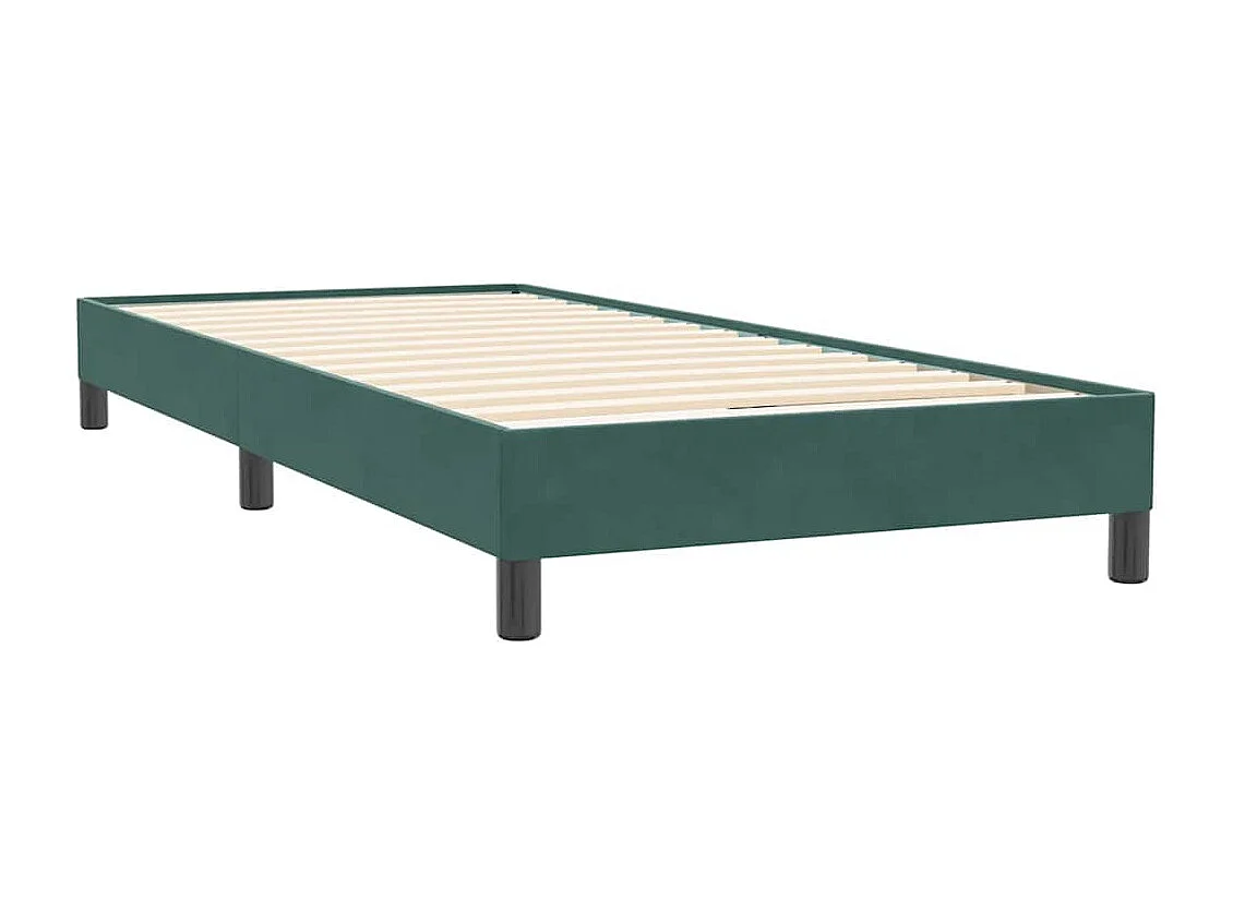 Cama box spring sin colchón verde oscuro terciopelo 80x220 cm