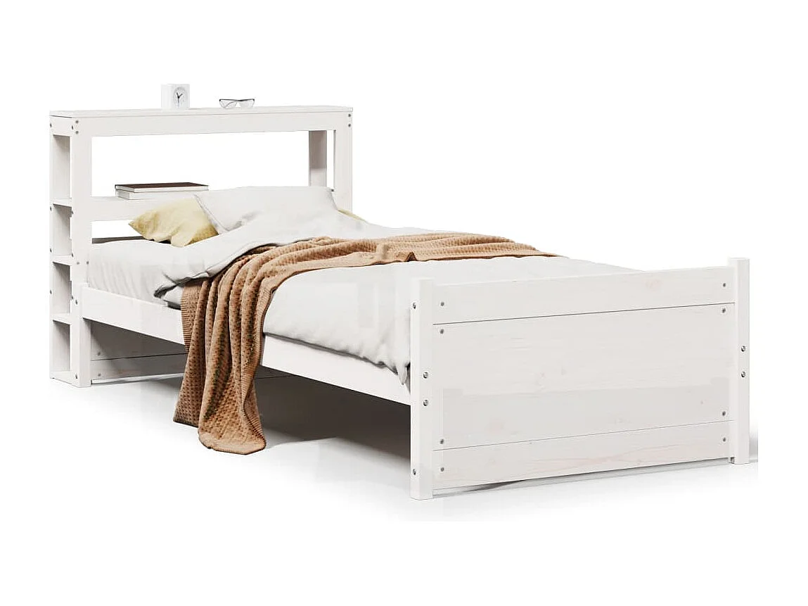 Cadre de lit avec tête de lit sans matelas blanc 90x200 cm