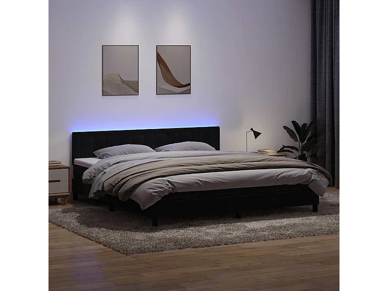Sommier à lattes de lit avec matelas noir 180x210 cm velours