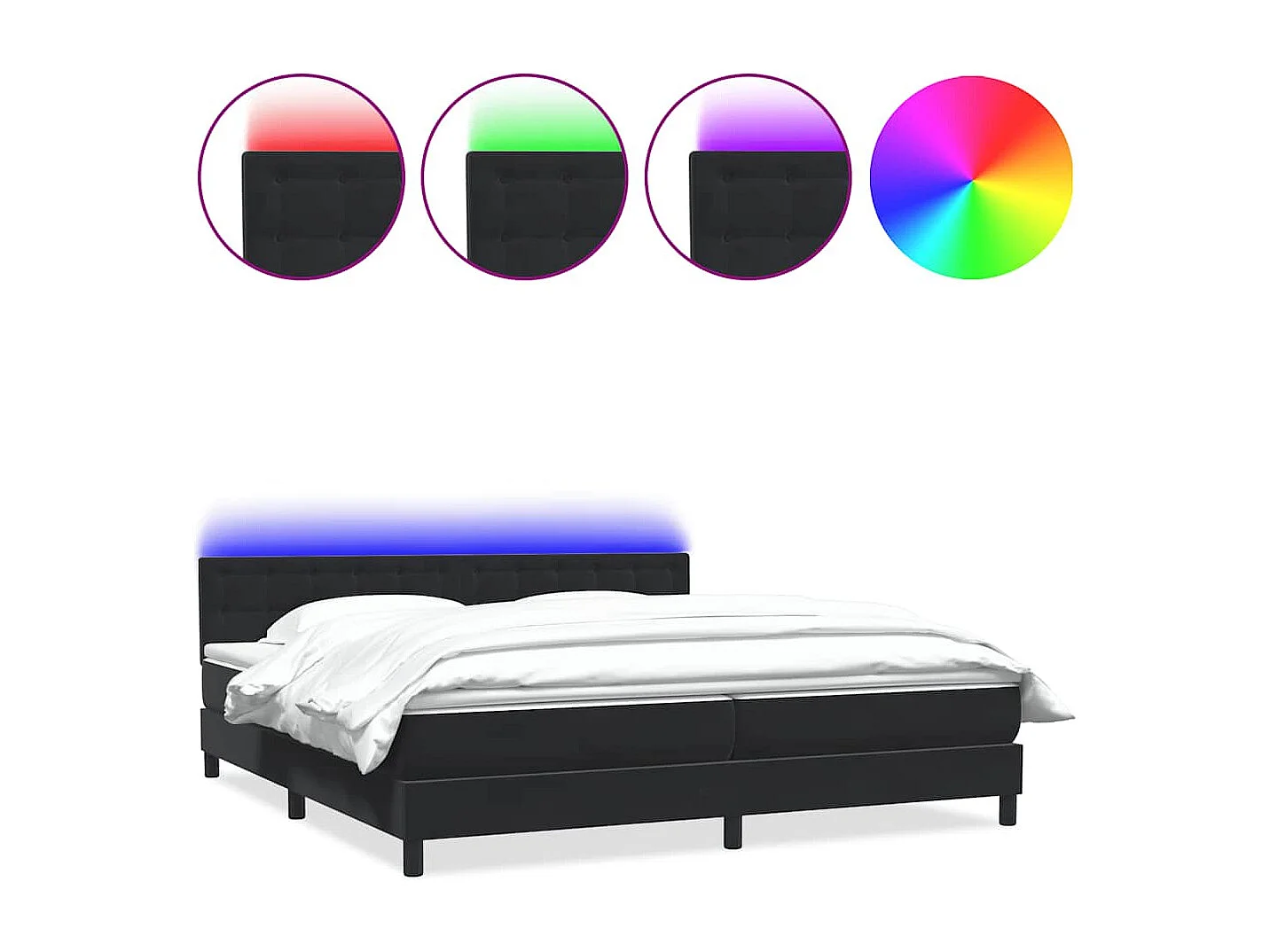 Sommier à lattes de lit avec matelas noir 180x210 cm velours