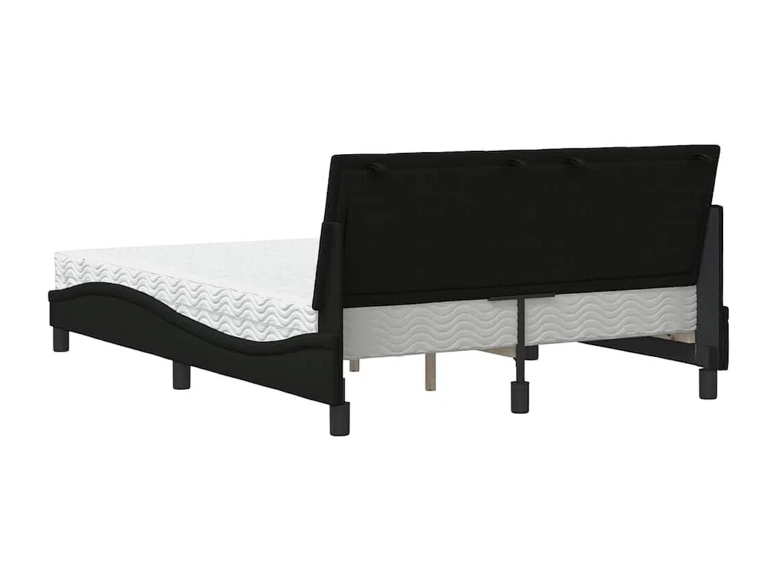 Lit avec matelas noir 140x190 cm tissu
