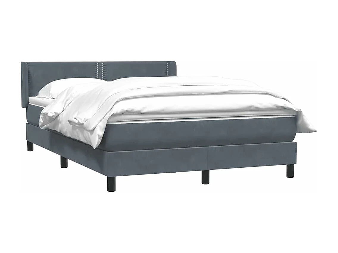 Cama box spring con colchón terciopelo gris oscuro 160x220 cm