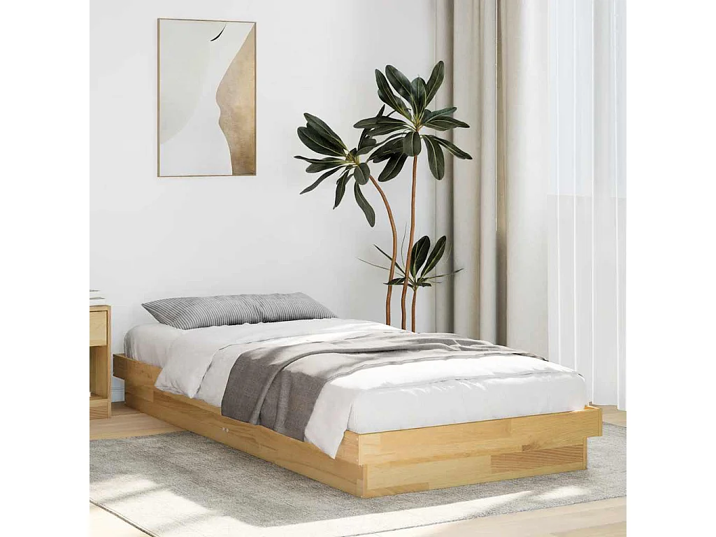 Cadre de lit sans matelas 100x200 cm bois massif de chêne