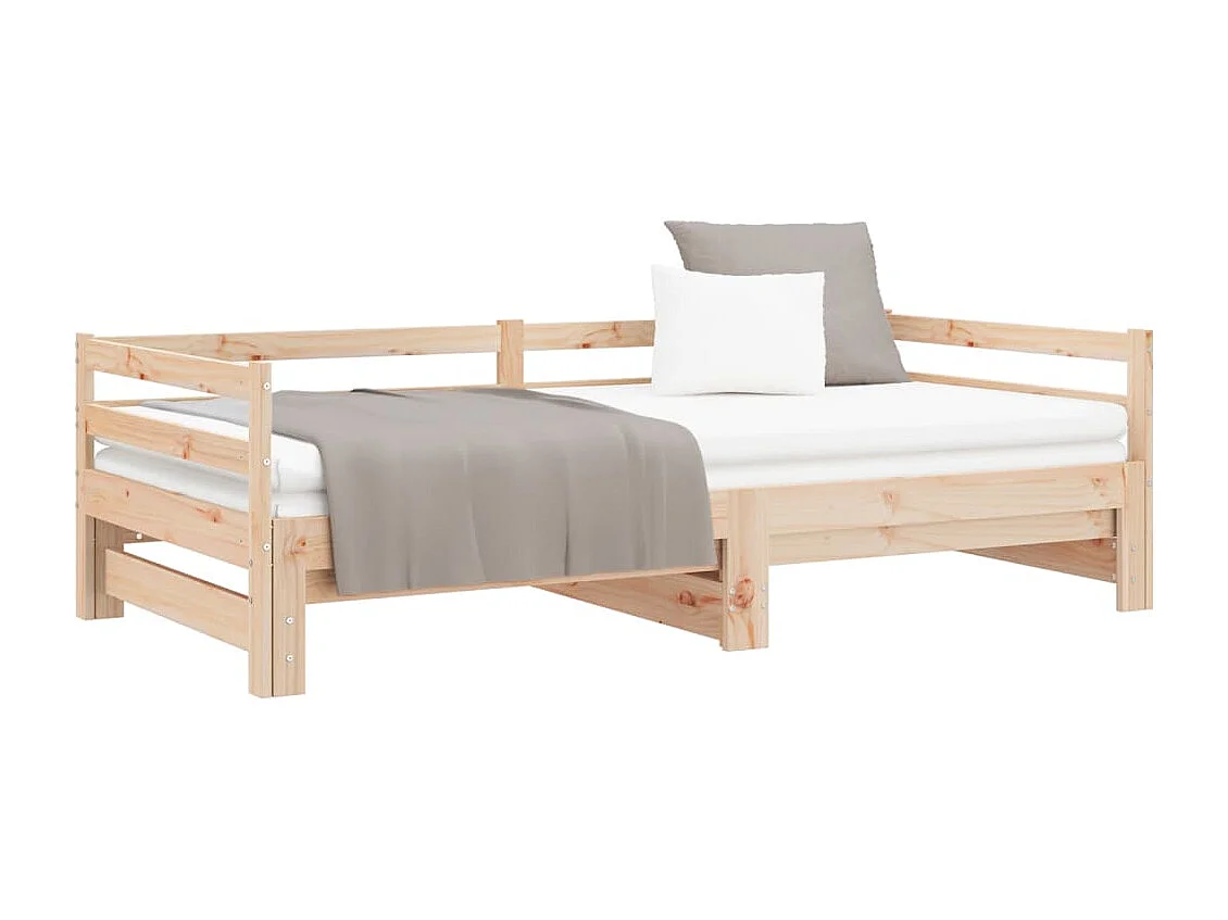 Sofá-cama de puxar 2x(80x200) cm madeira de pinho maciça