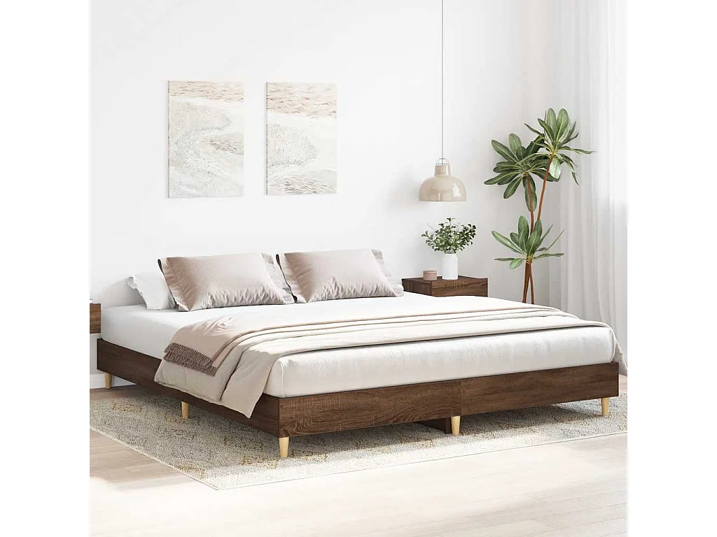 Cadre de lit sans matelas chêne marron 200x200 cm
