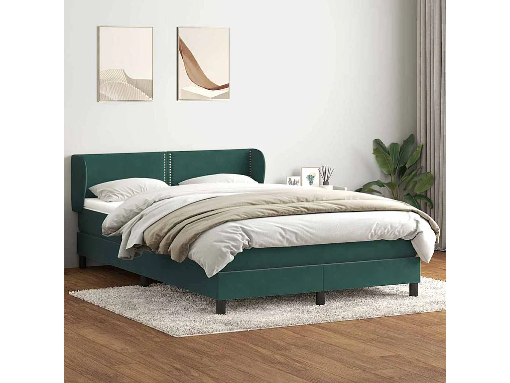 Boxspring met matras fluweel donkergroen 140x210 cm