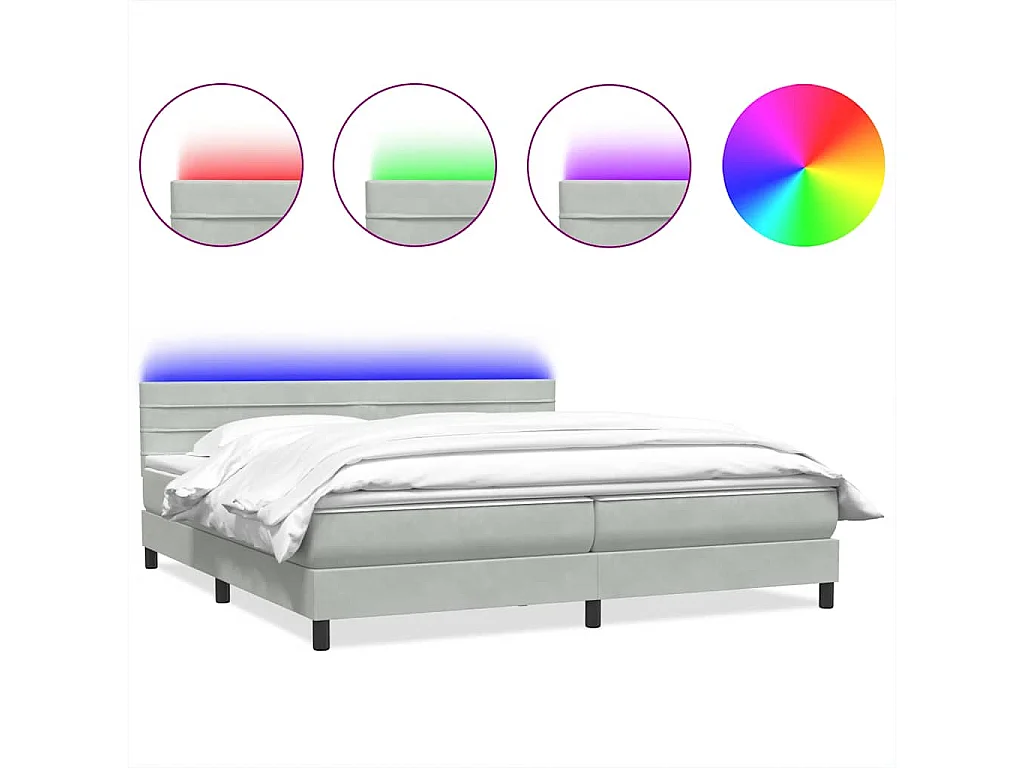 Cama com molas/colchão 180x220 cm veludo cinzento-claro