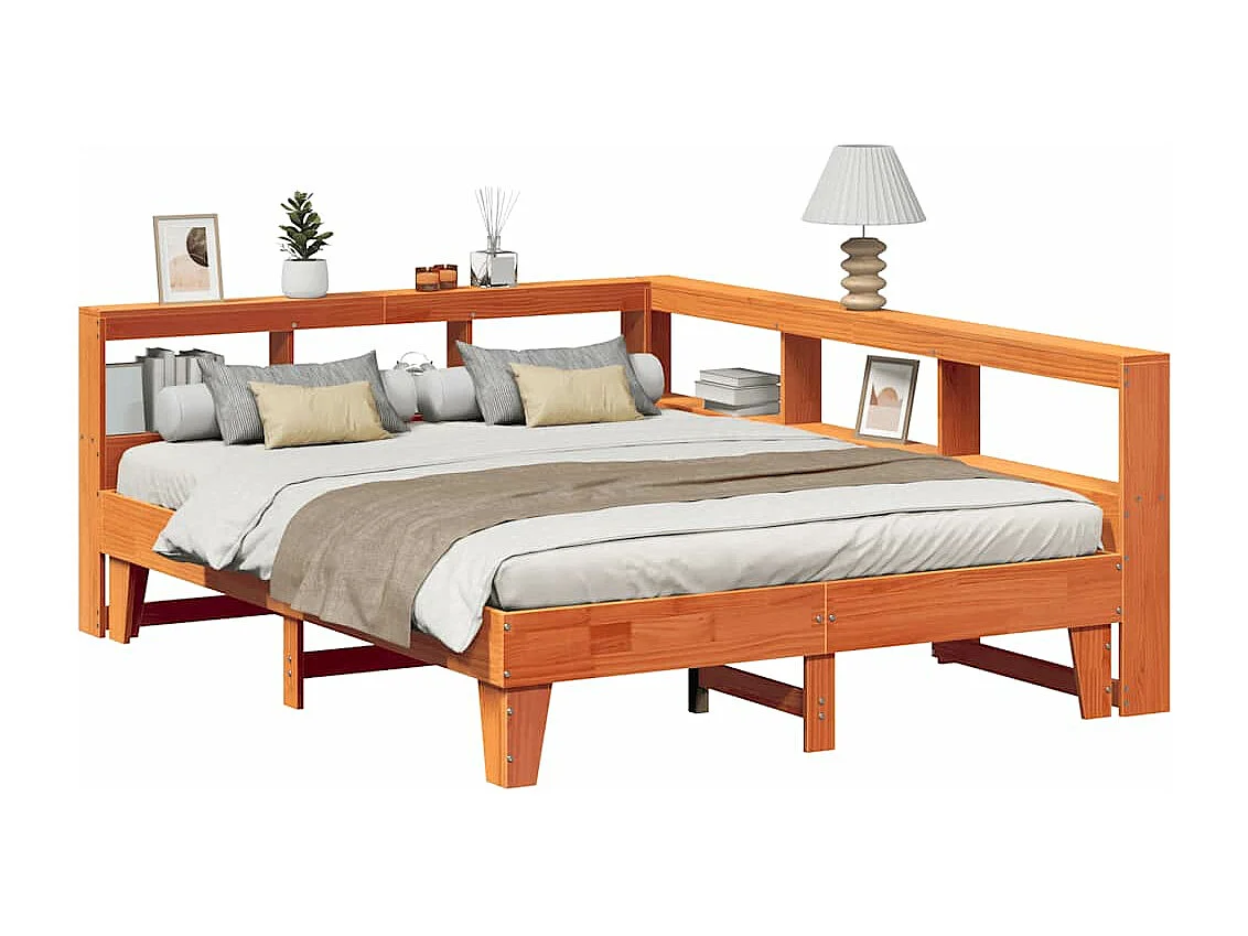 Cama com estante sem colchão 140x200 cm pinho maciço