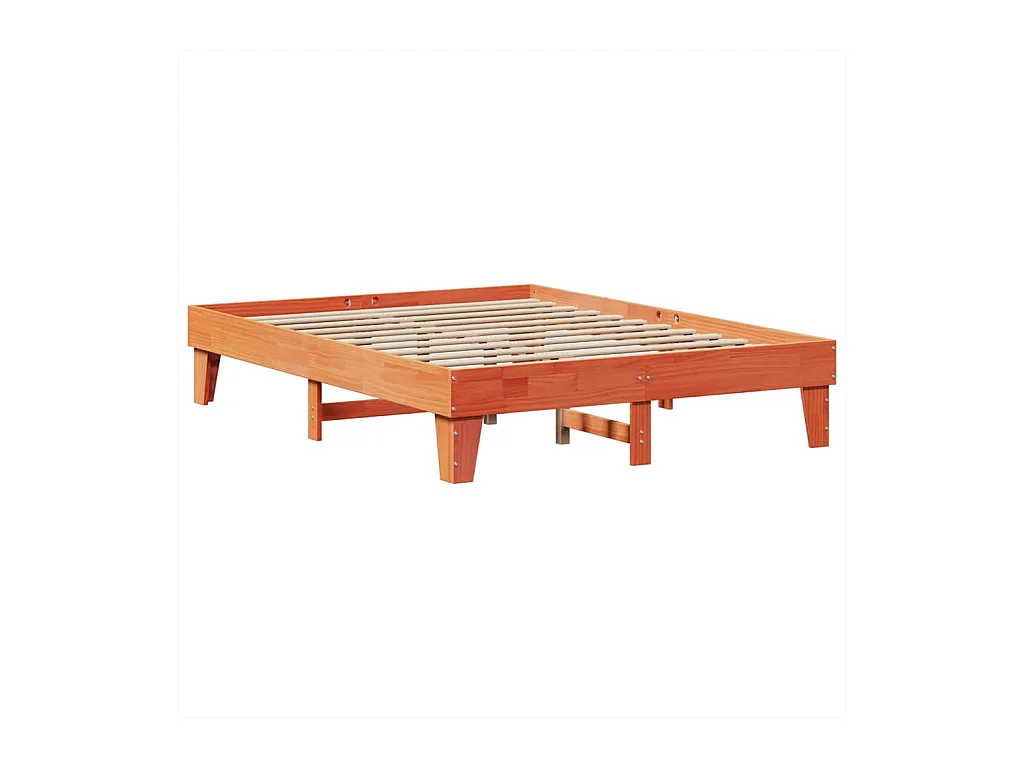 Lit bibliothèque sans matelas cire marron 140x200 cm pin massif