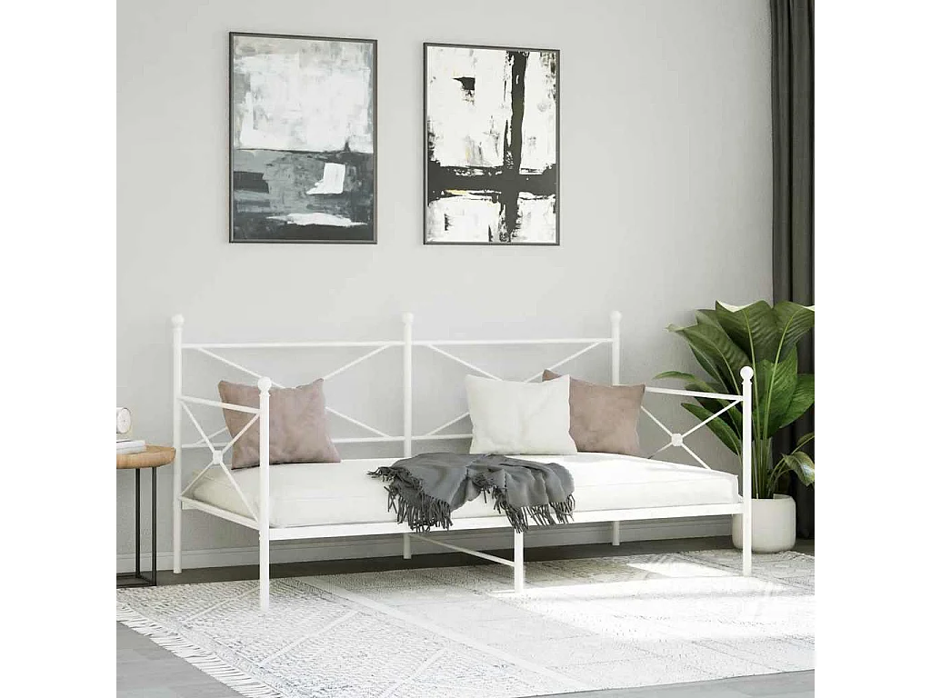 Lit de repos sans matelas blanc 100x200 cm acier