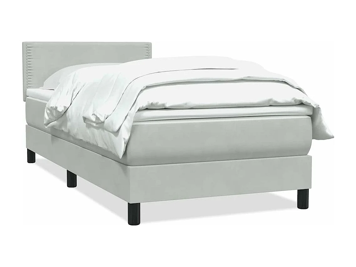 Sommier à lattes de lit et matelas gris clair 80x220 cm velours